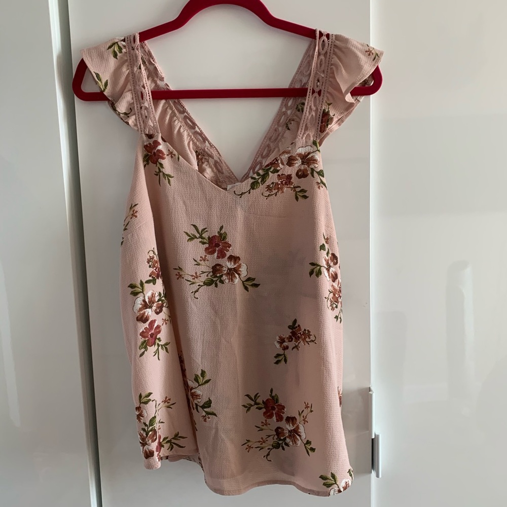 Light Pink Flower Patterned Xhilaration Tank Top